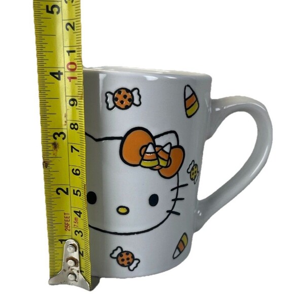 Hello Kitty Candy Corn Wax Resist Ceramic Pottery Mug | Holds 14 Ounces - Picture 8 of 9